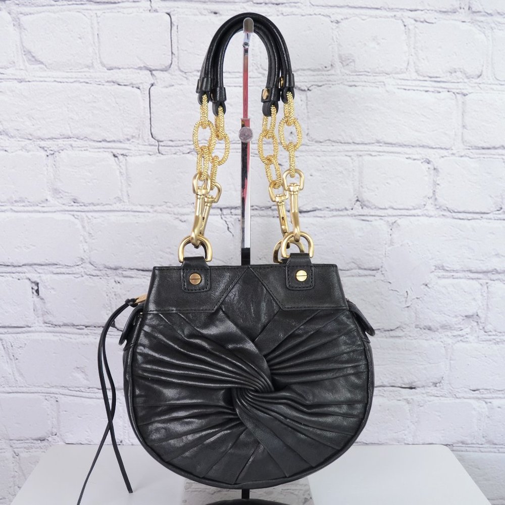 ALEXIS HUDSON Black & Gold Chain Shoulder Bag …